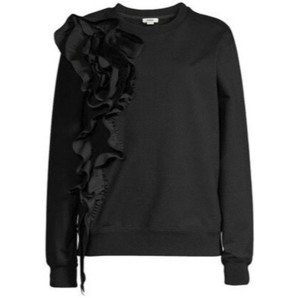 JASON WU Floral Ruffle Sweatshirt in Black - Size Large NWT - Picture 2 of 5